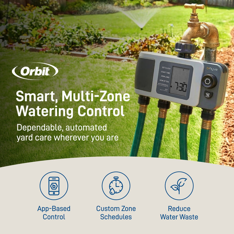 B-hyve XD 4-Outlet Bluetooth Hose Faucet Sprinkler Timer | 24634