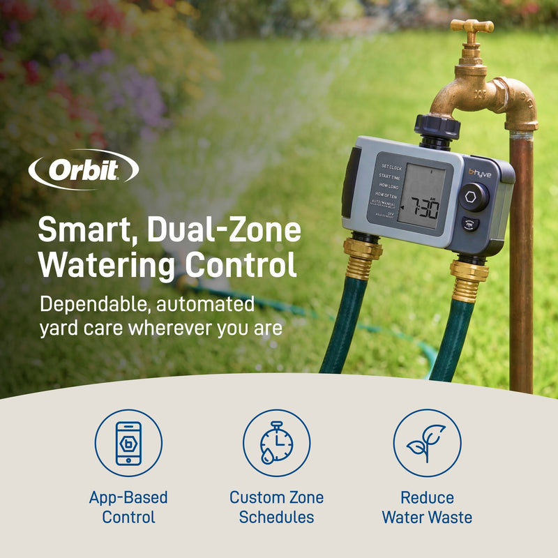 B-hyve XD 2-Outlet Smart Hose Faucet Sprinkler Timer with B-hyve Smart Gen 2 Hub | 24637