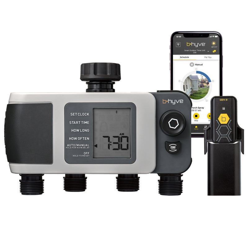 B-hyve XD 4-Outlet Smart Hose Faucet Sprinkler Timer with B-hyve Smart Gen 2 Hub | 24639