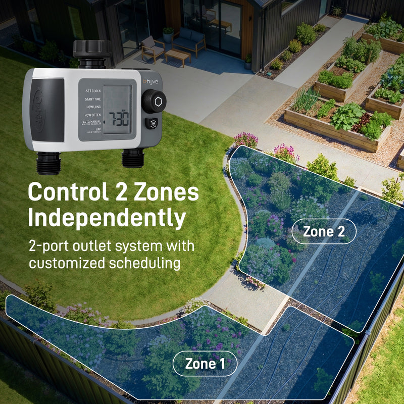 B-hyve XD 2-Outlet Smart Hose Faucet Sprinkler Timer with B-hyve Smart Gen 2 Hub | 24637