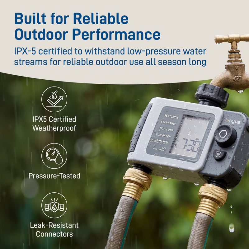 B-hyve XD 2-Outlet Smart Hose Faucet Sprinkler Timer with B-hyve Smart Gen 2 Hub | 24637