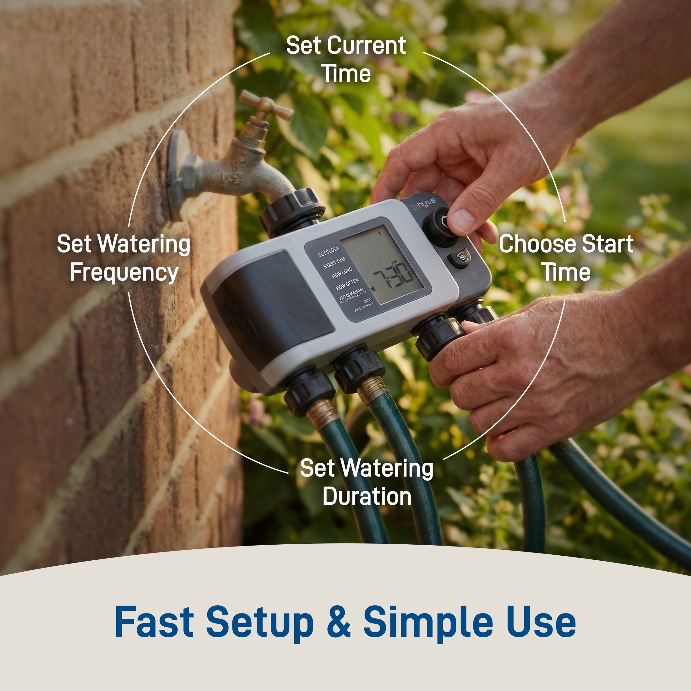 B-hyve XD 4-Outlet Bluetooth Hose Faucet Sprinkler Timer | 24634