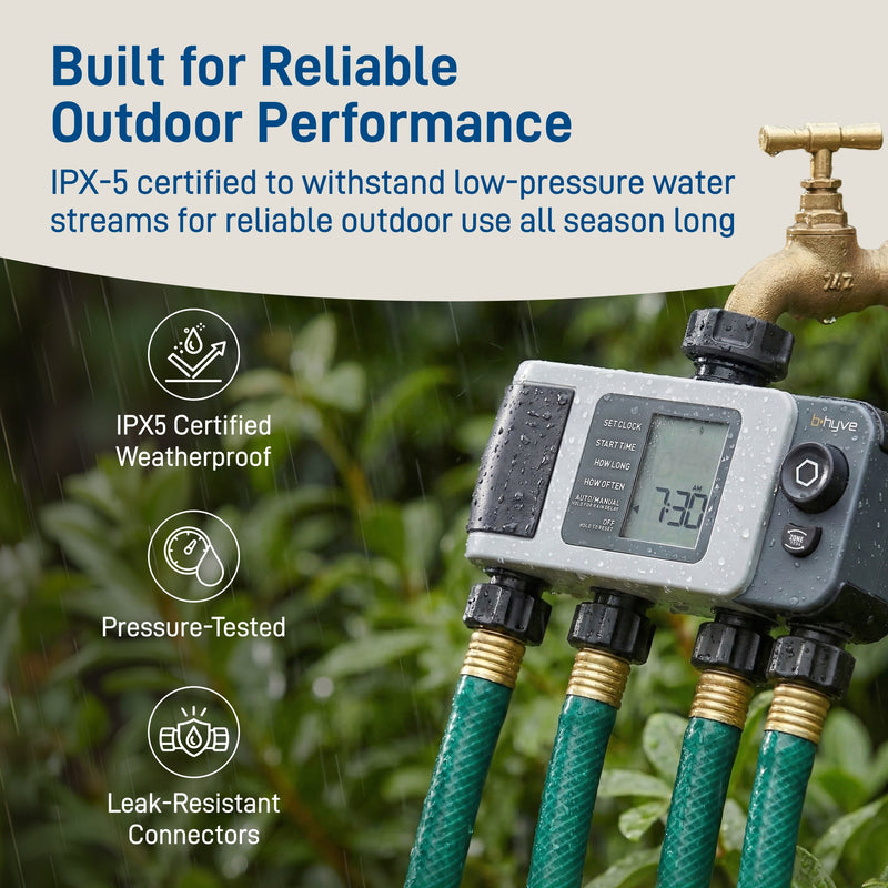 B-hyve XD 4-Outlet Bluetooth Hose Faucet Sprinkler Timer | 24634