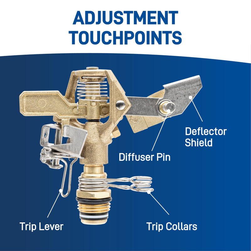 1/2" Brass Impact Sprinkler on Fence T-Post Base with Flow Through | 56743