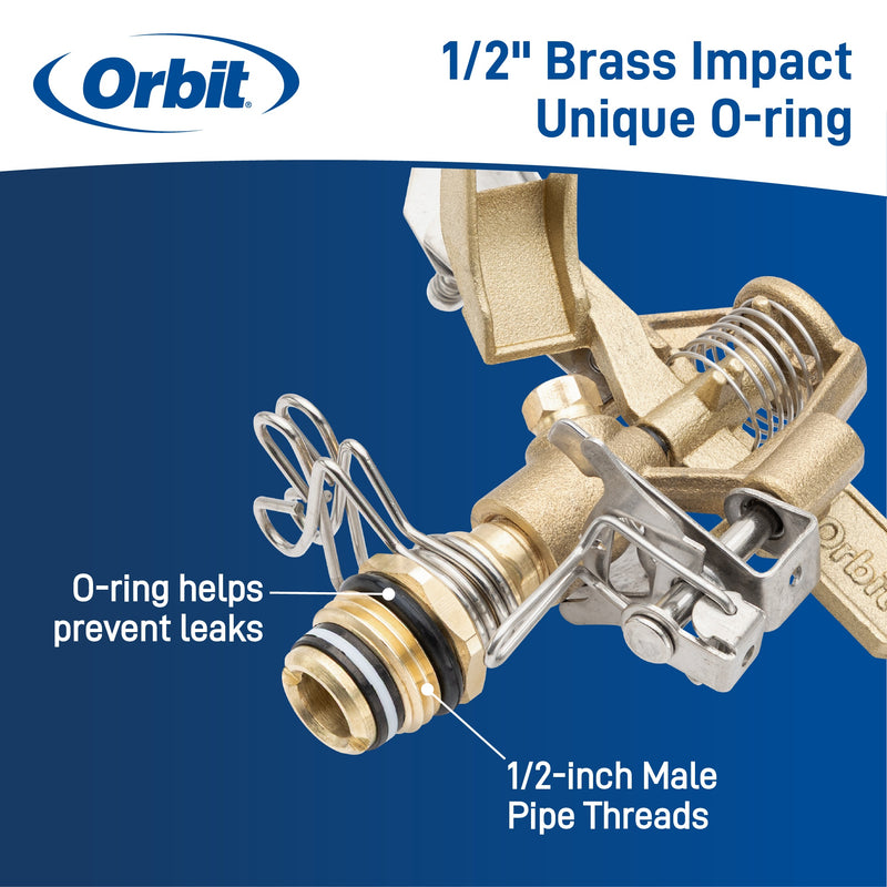 1/2" Brass Impact Sprinkler on Fence T-Post Base with Flow Through | 56743