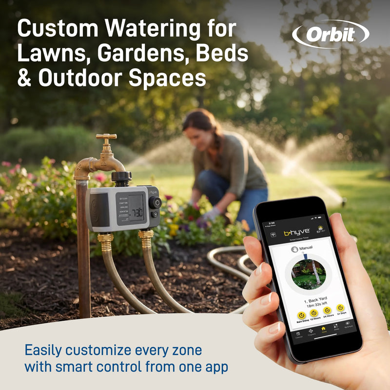 B-hyve XD 2-Outlet Smart Hose Faucet Sprinkler Timer with B-hyve Smart Gen 2 Hub | 24637