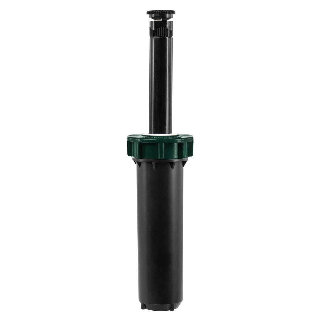 Aspersor emergente profesional de 4" con tapa reforzada y regulador de presión, incluye boquilla de patrón ajustable de 15' | 80308
