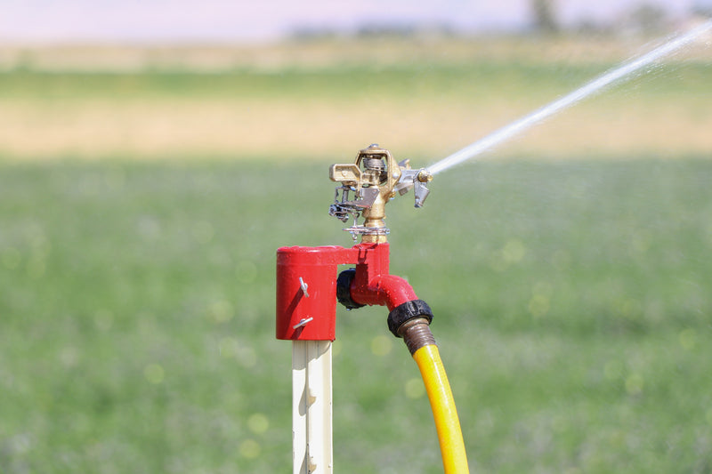 1/2" Brass Impact Sprinkler on Fence T-Post Base with Flow Through | 56743