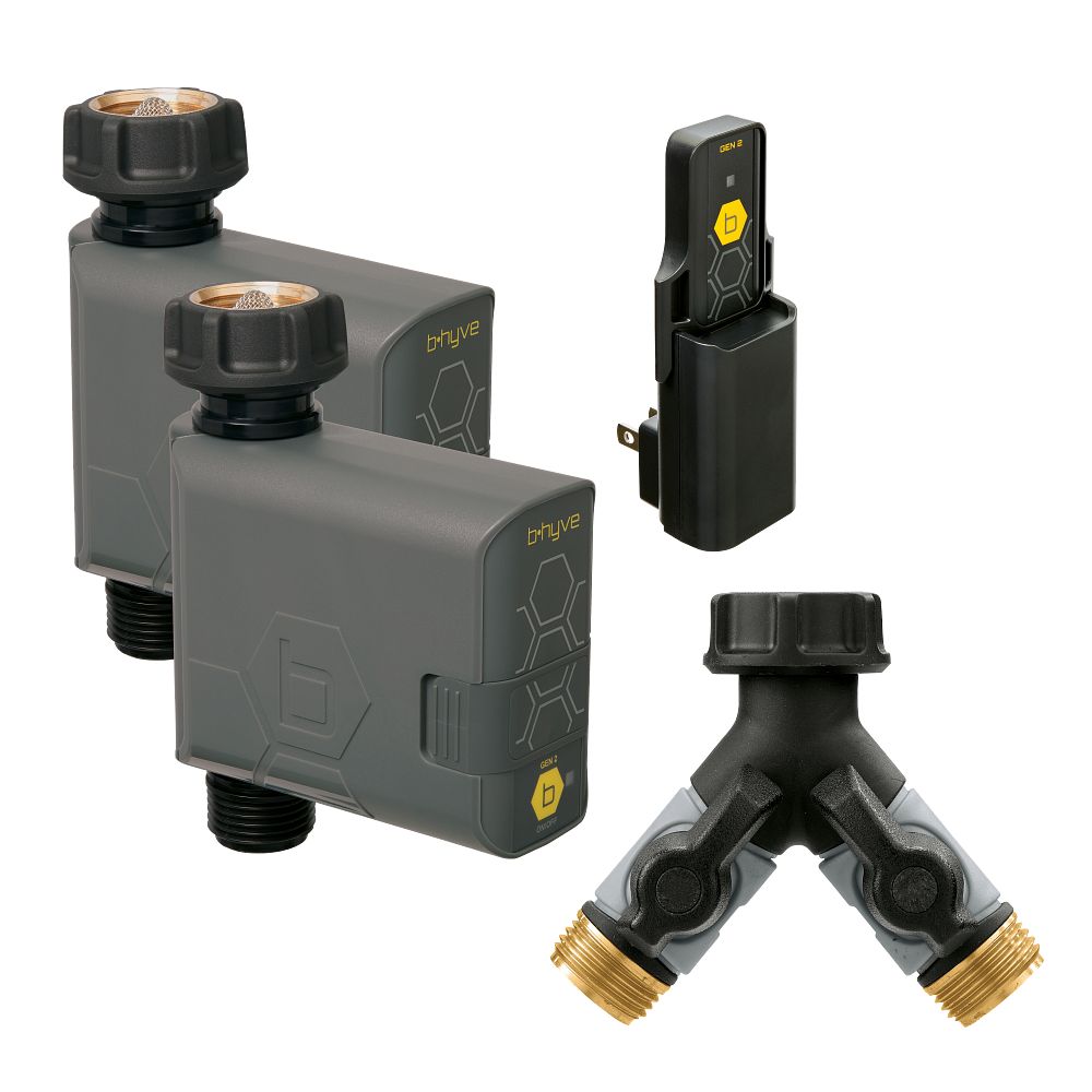 Paquete de temporizador de riego inteligente para manguera B-hyve de 2.ª generación con concentrador y divisor de manguera en Y 21206