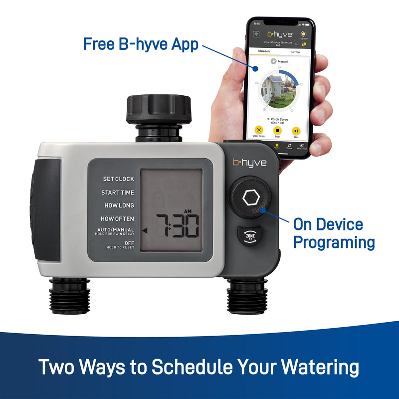 B-hyve XD Bluetooth 2-Outlet Hose Faucet Timer w/Hub 24637