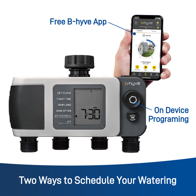 B-hyve XD Bluetooth 4-Outlet Hose Faucet Timer 24634