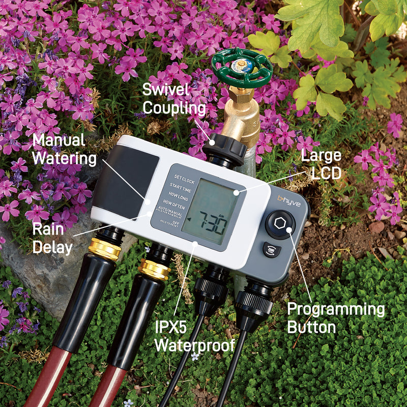 B-hyve XD Bluetooth 4-Outlet Hose Faucet Timer 24634
