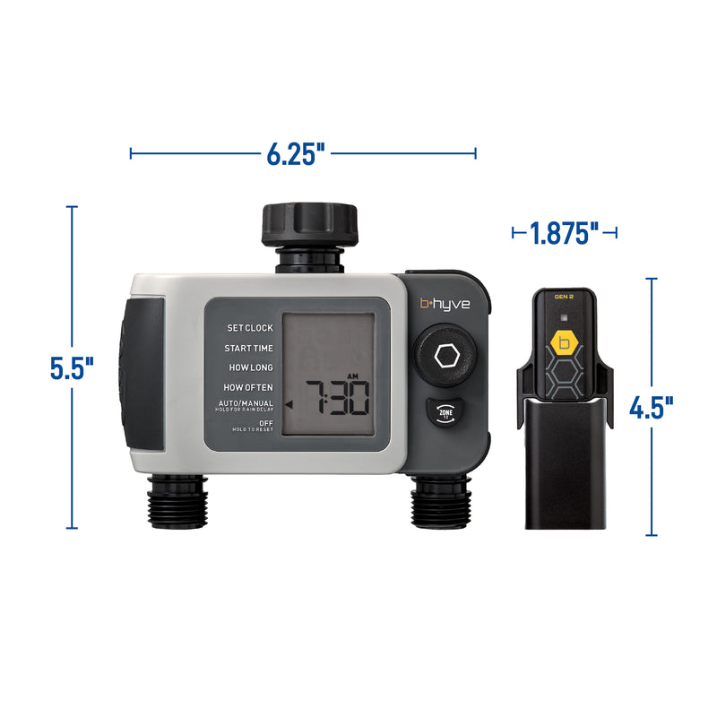 B-hyve XD Bluetooth 2-Outlet Hose Faucet Timer w/Hub 24637