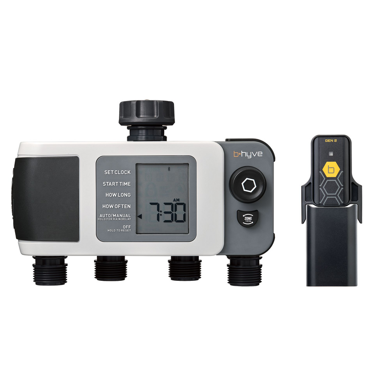 B-hyve XD Bluetooth 4-Outlet Hose Faucet Timer w/Hub 24639