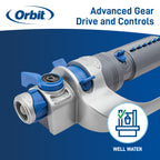 Aspersor oscilante de engranajes Orbit Elevated de 4,500 pies cuadrados con barra recta de metal 26970