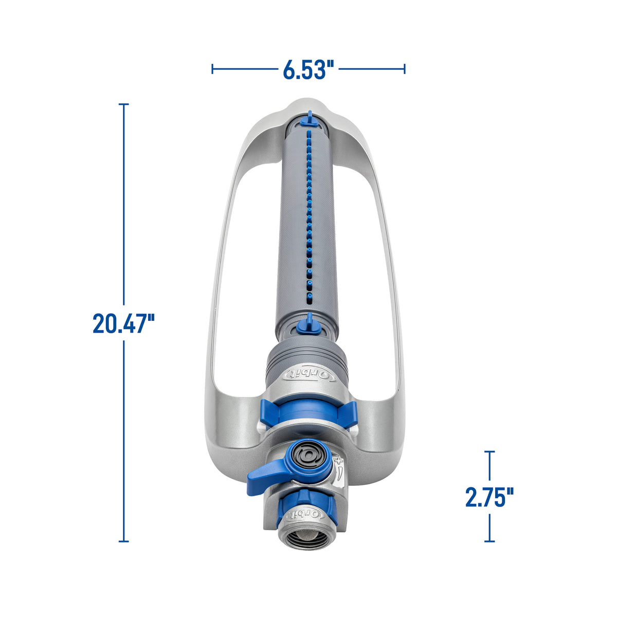 Aspersor oscilante de engranajes Orbit Elevated de 4,500 pies cuadrados con barra recta de metal 26970