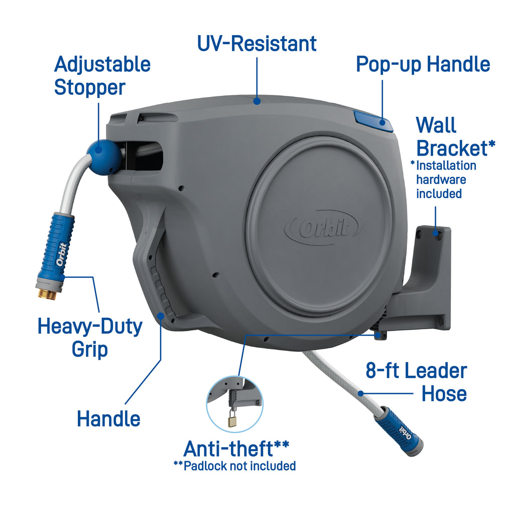 Orbit Carrete de manguera retráctil automático de 15,2 m x 1,6 cm 28229