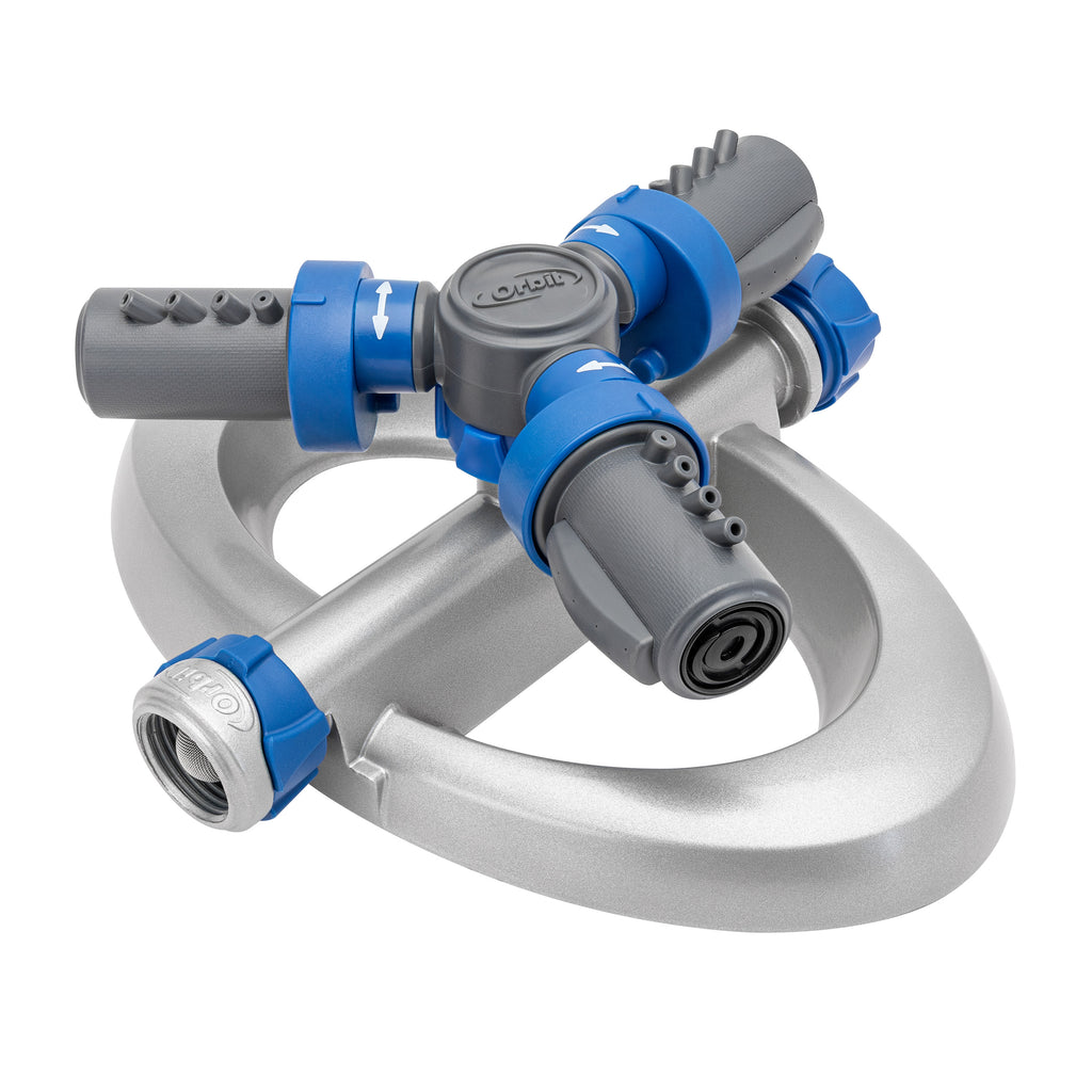 Aspersor giratorio de 3 brazos Orbit Elevated con base 28253