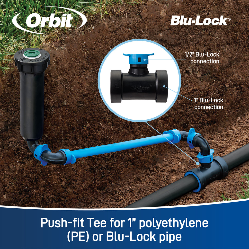 Tee reductor Blu-Lock de 1" x 1" x 1/2" 31672