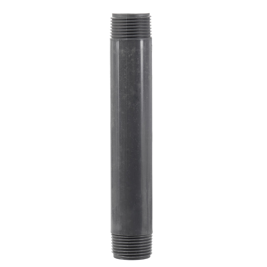 Threaded metal pipe on a white background