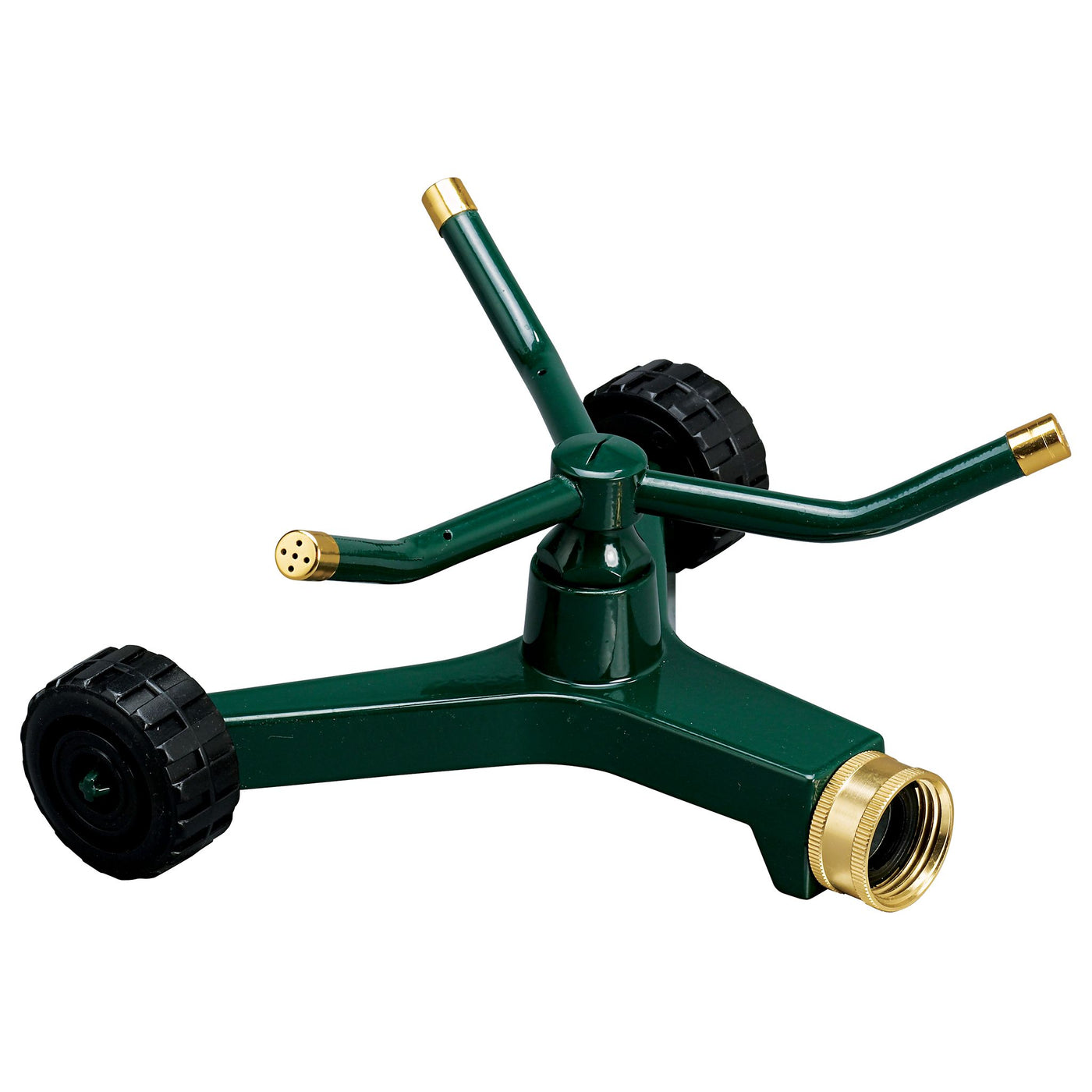 3-arm metal sprinkler with wheel base.