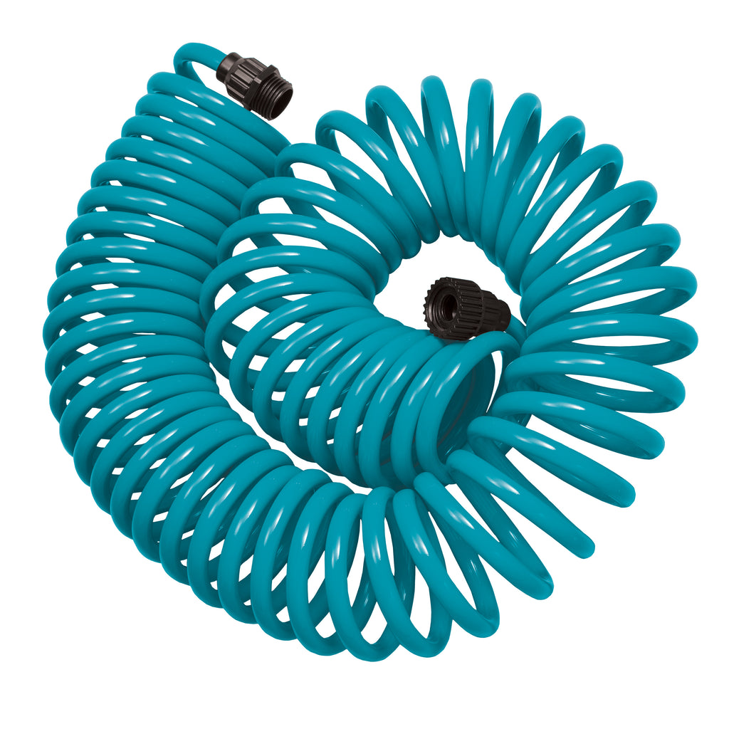 Manguera en espiral azul de 15,24 m con boquilla de plástico de 8 patrones 27436