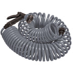 Manguera en espiral gris de 25 pies con boquilla de plástico de 8 patrones 26382