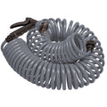 Manguera en espiral gris de 15 m con boquilla de plástico de 8 patrones 27560