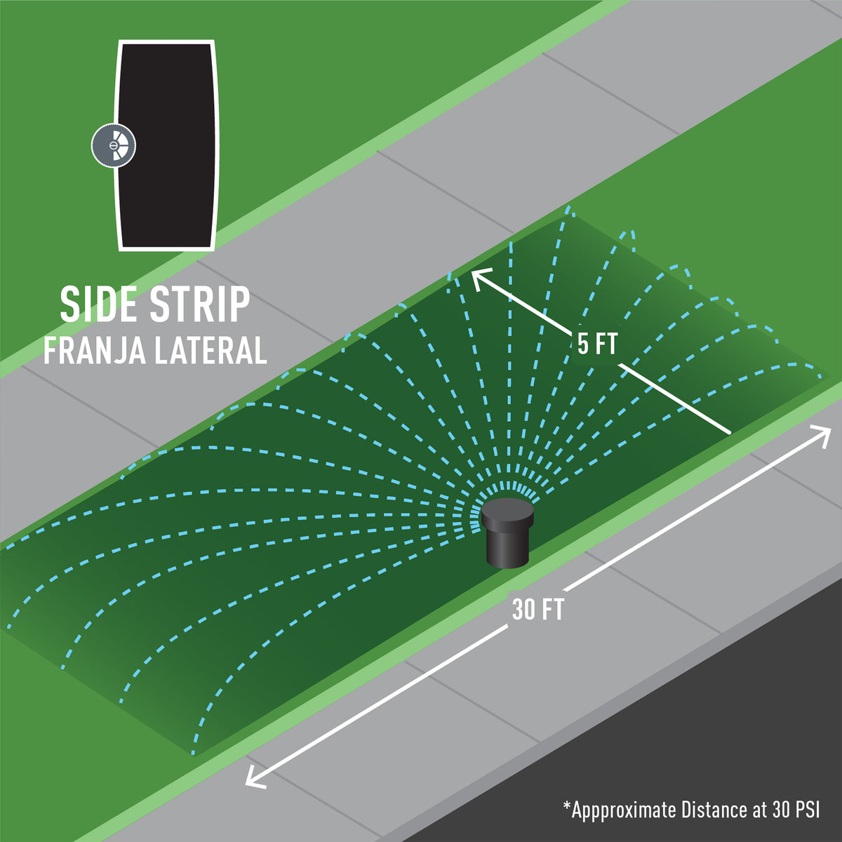 Boquilla de pulverización de patrón de banda lateral de 5' x 30' 53506