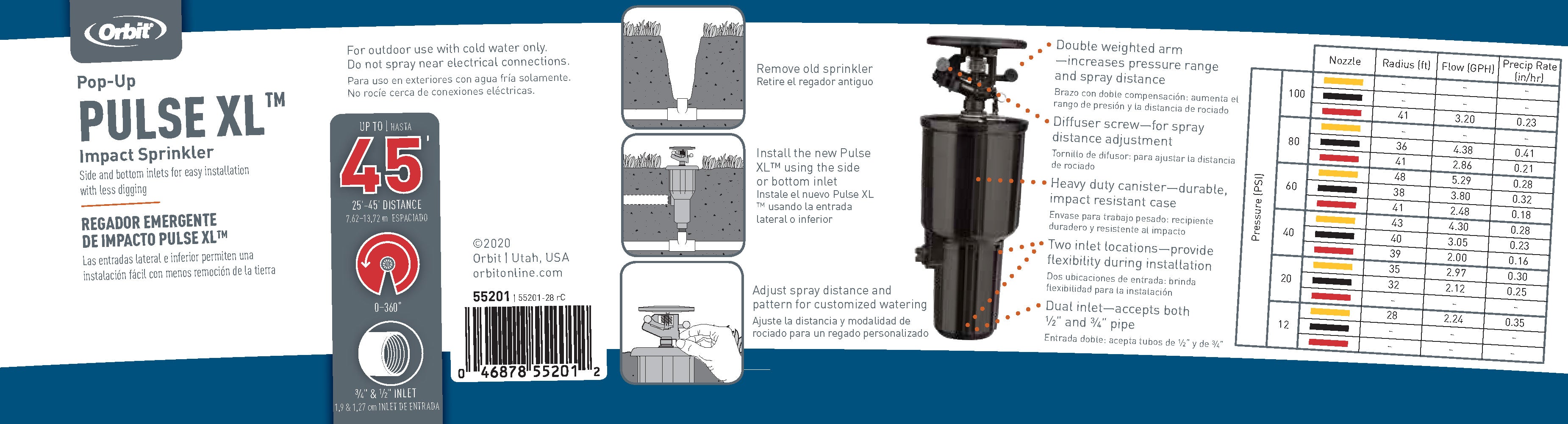Pulse XL Pop-Up Impact Rotor Sprinkler in Canister | 55201 — Orbit