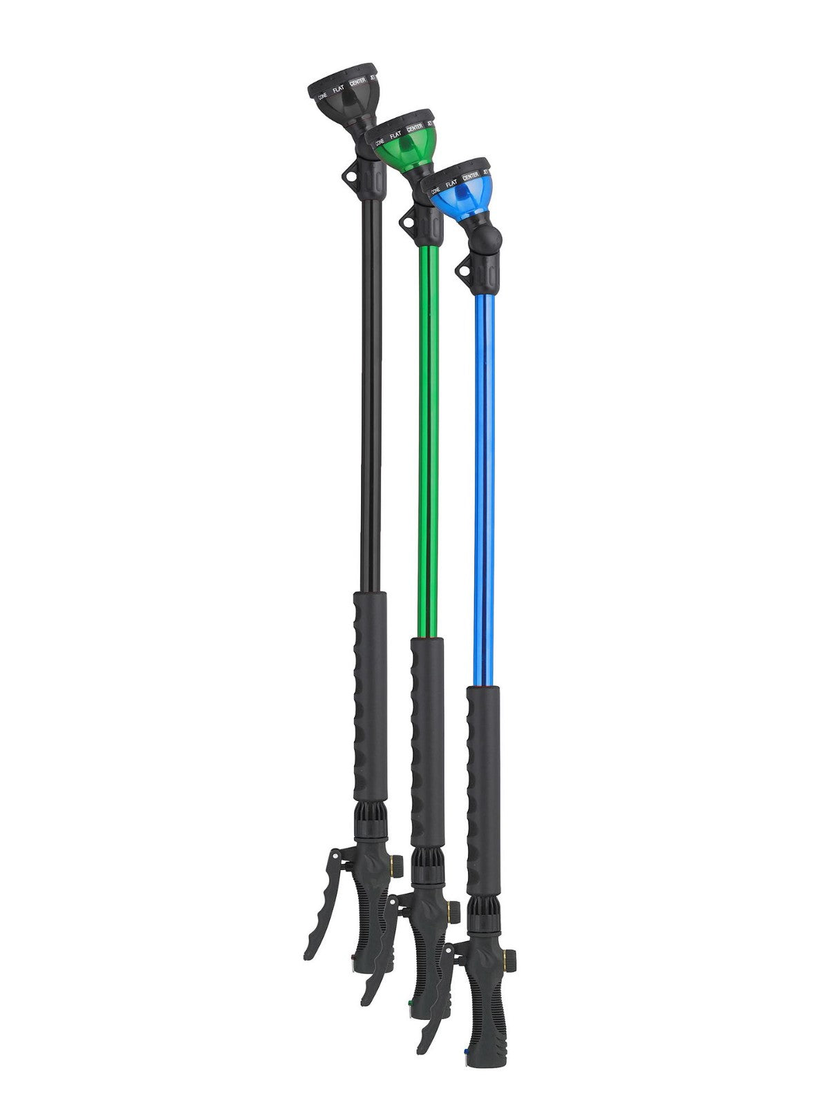 Three 10-pattern ratchet head wands in black, green and blue. 