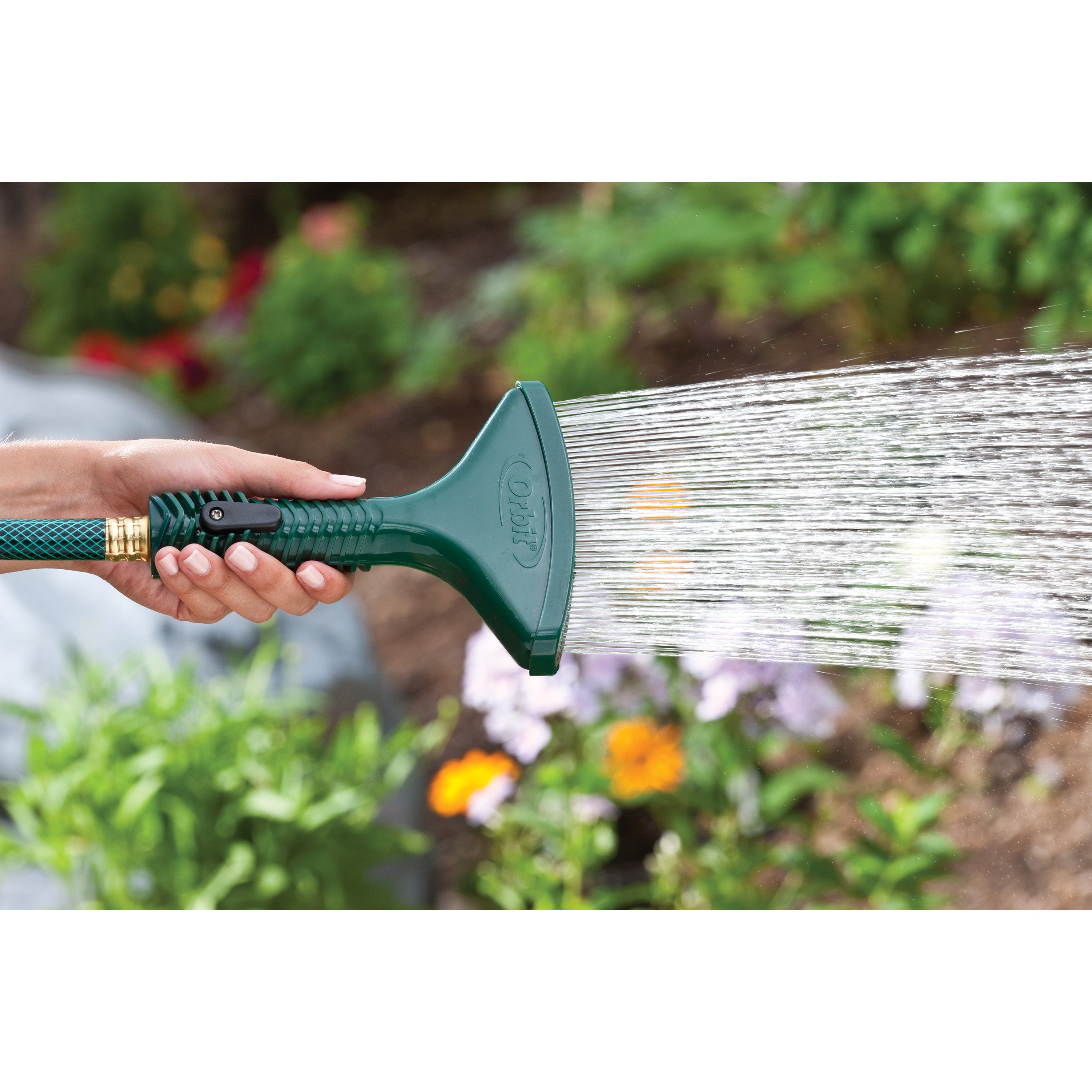 Plastic Fan Spray Shower Nozzle with Shut-Off Lever and Spike