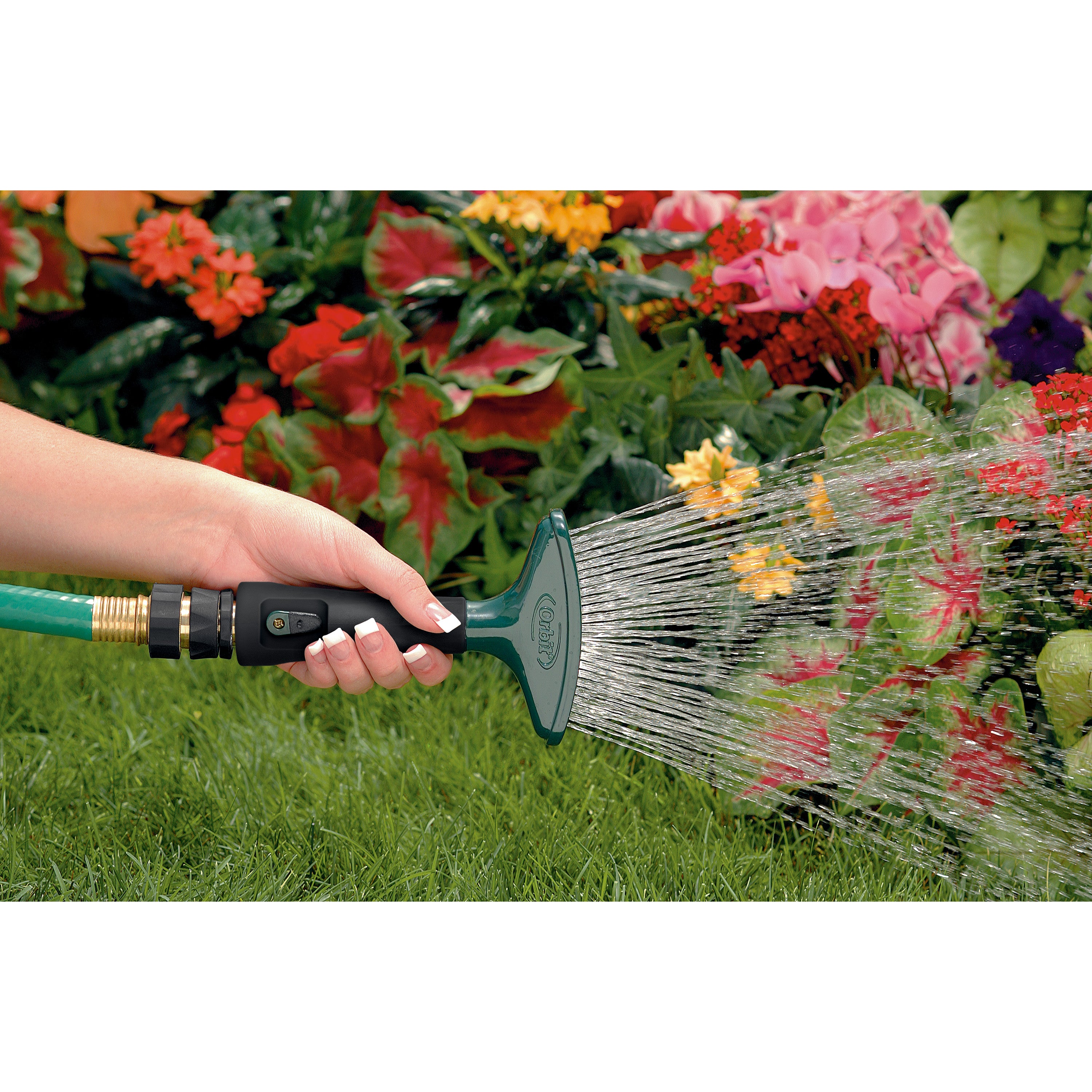 Aluminum Fan Spray Shower Nozzle with Shut-Off Lever 58297 — Orbit