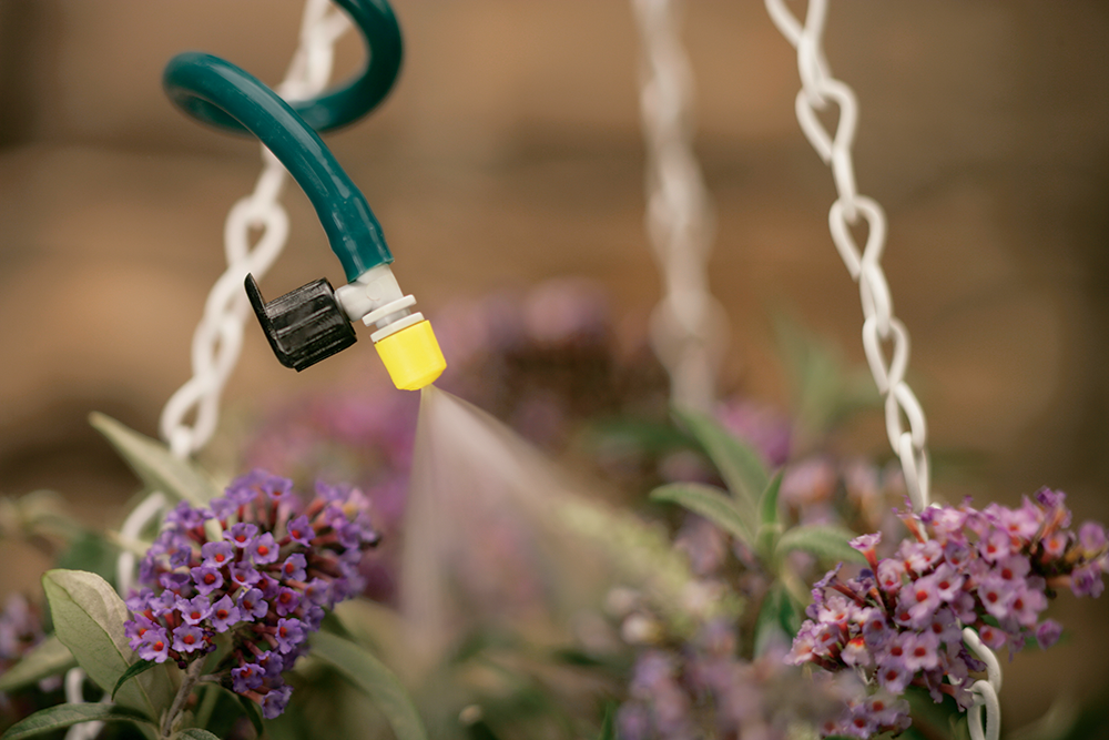Hanging Basket Drip Irrigation Watering Kit with 1-Outlet Digital Hose Faucet Timer