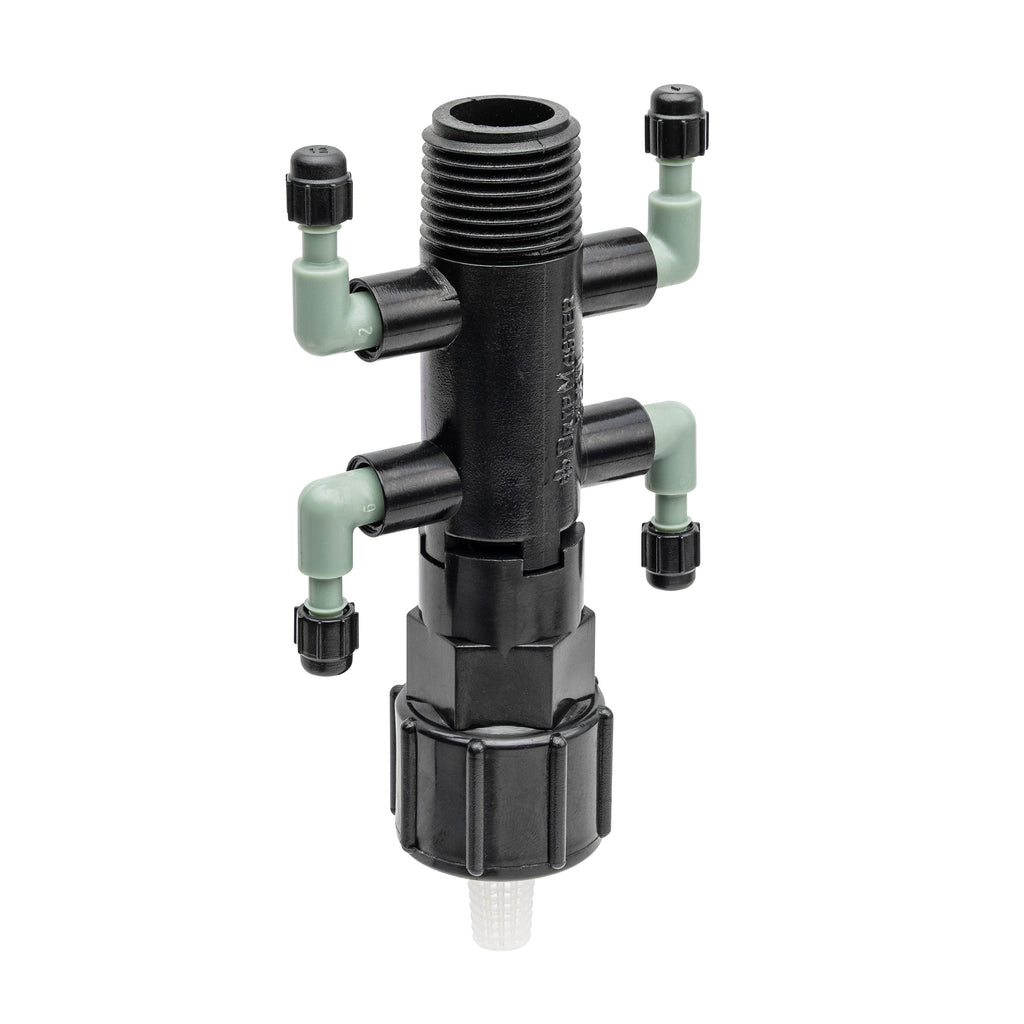 Colector de goteo de 4 puertos, 1/2" FPT x MPT x 1/4" Barb 67060