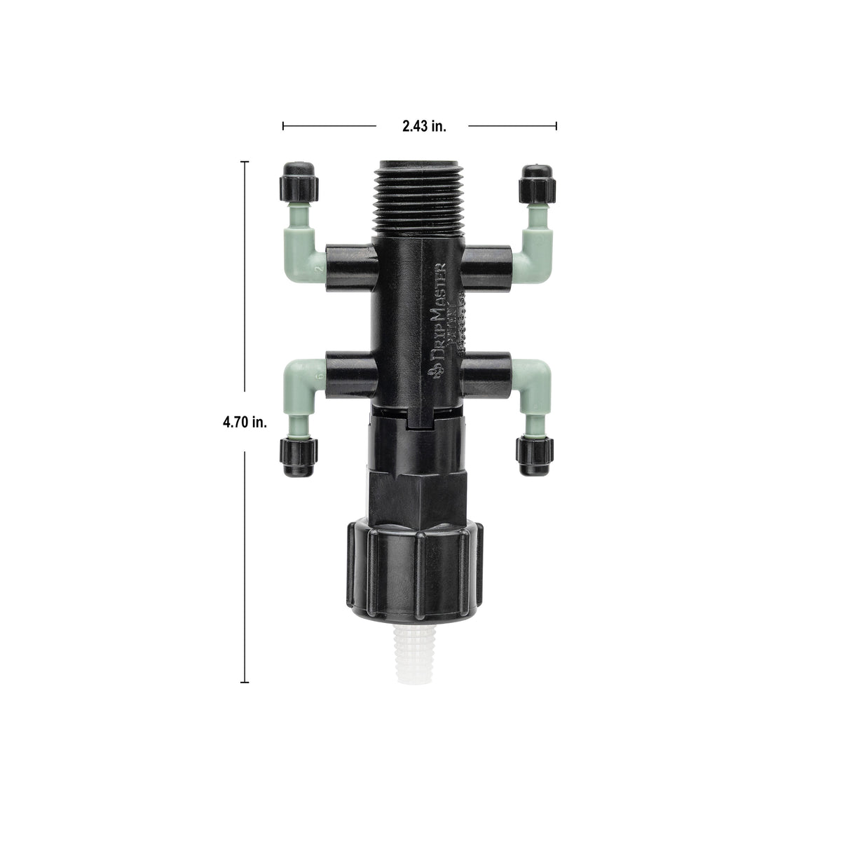 Colector de goteo de 4 puertos, 1/2" FPT x MPT x 1/4" Barb 67060