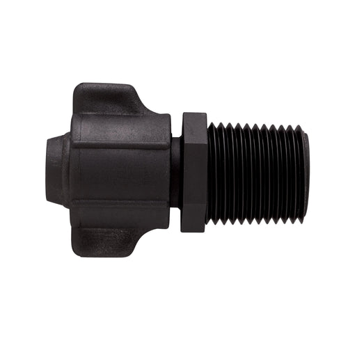 Black threaded fitting on a white background
