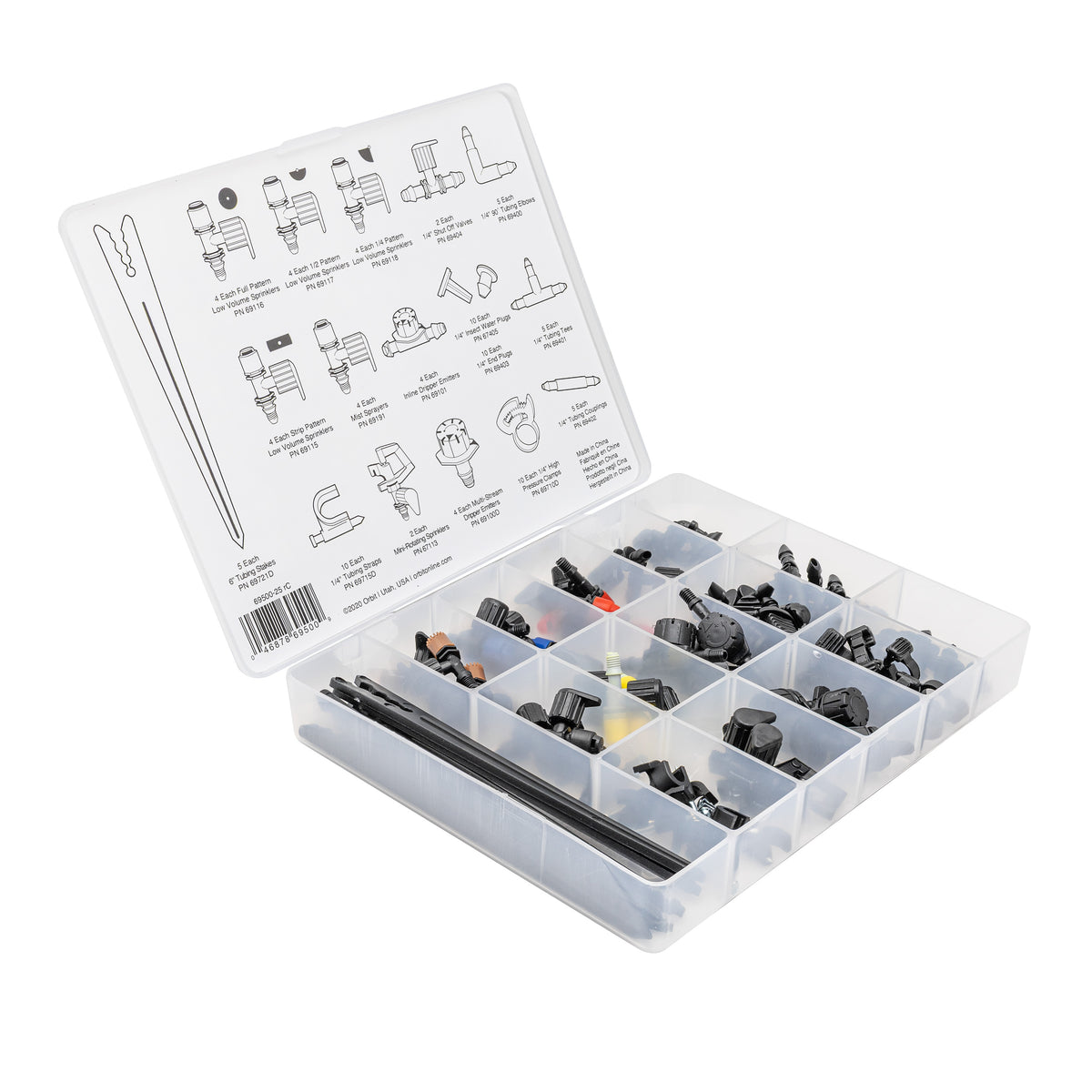 Kit de piezas esenciales de riego por goteo de 92 piezas 69500