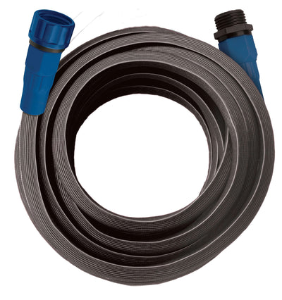 Gray Yachtsman fifty-foot expandable hose with blue female and male couplings.