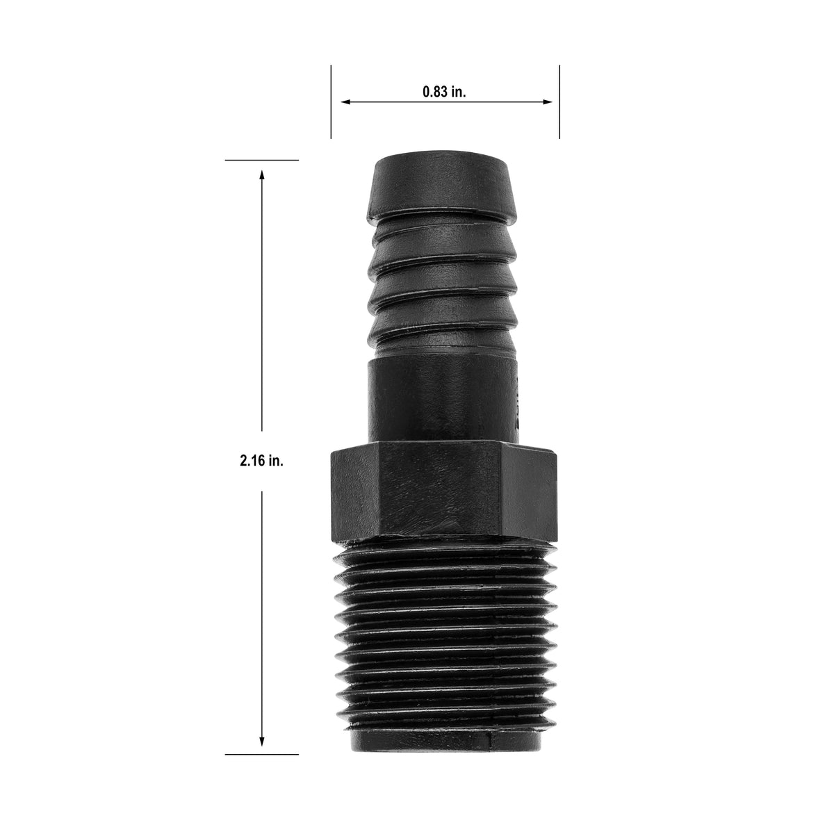 Adaptador de tubería flexible para elevador de 1/2" MPT x 1/2" con lengüeta 94345