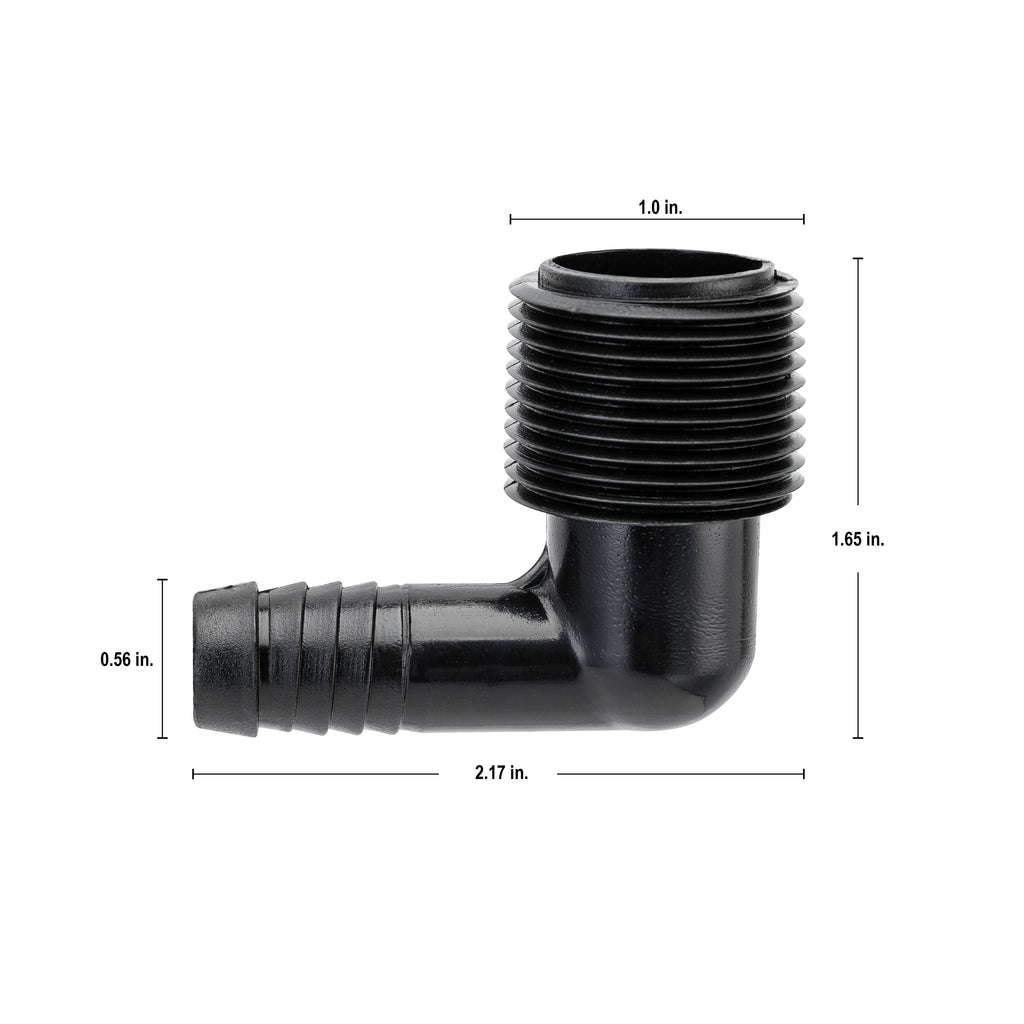 Codo de tubería flexible de elevación de 3/4" MPT x 1/2" púa 94360