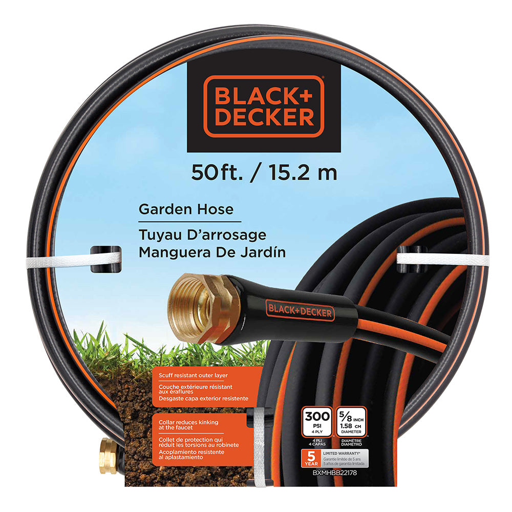 Manguera de jardín para trabajo mediano BLACK+DECKER® - 50 pies BXMHBB22178