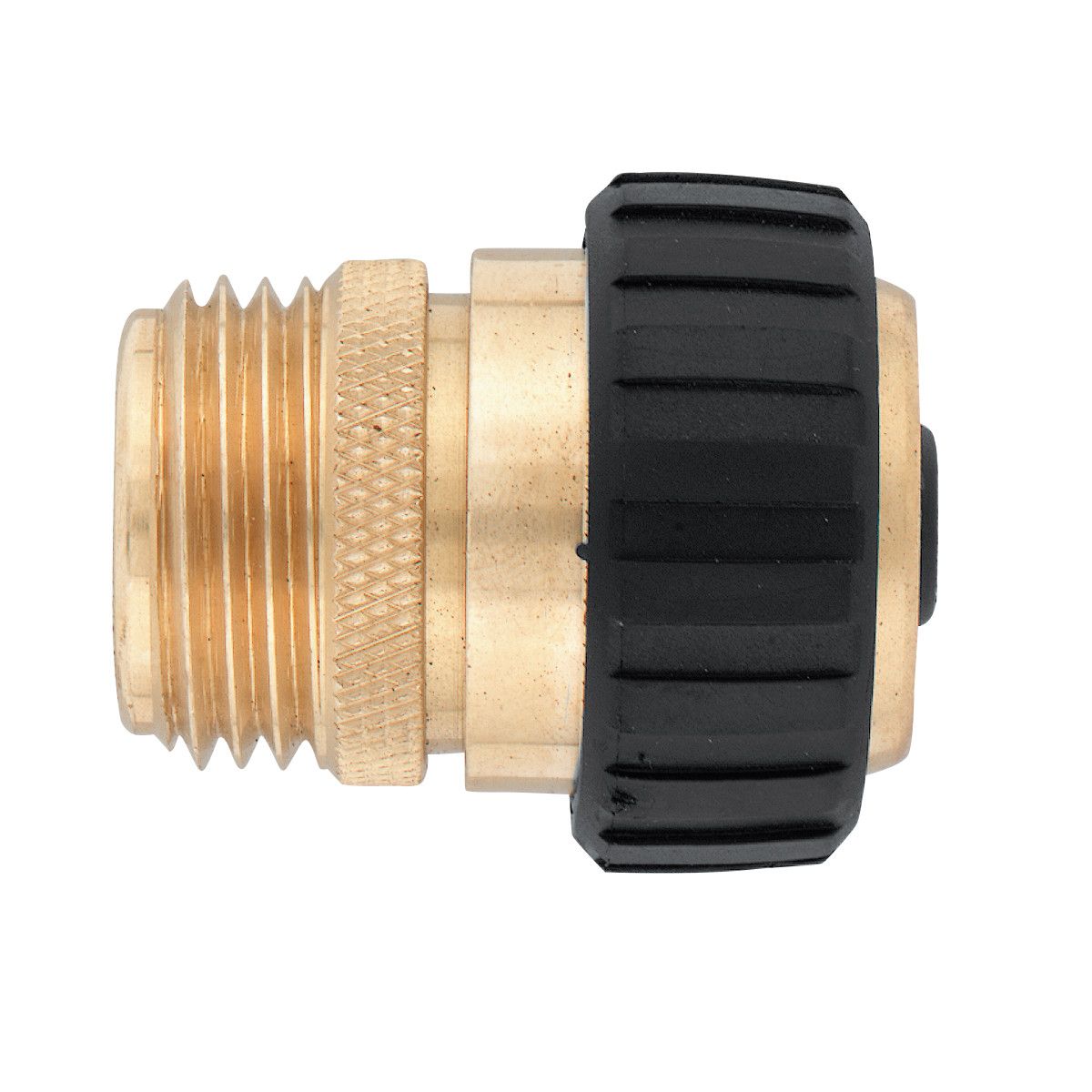 A heavy-duty 5/8-in. brass male hose mender with comfort grip.