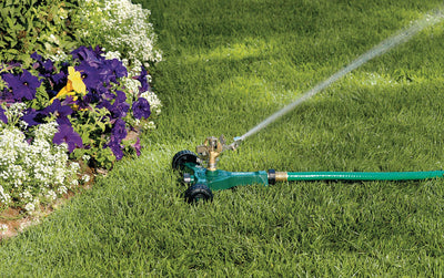 1/2-in. Brass Impact Sprinkler on Metal Wheel Base