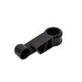 A black plastic bracket designed for use with a lawn mower or similar garden equipment.