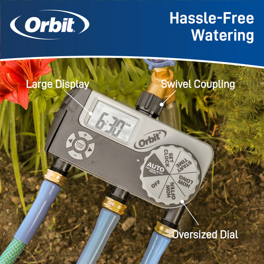 3 Outlet Hose Faucet Timer (2 Digital/1 Manual)