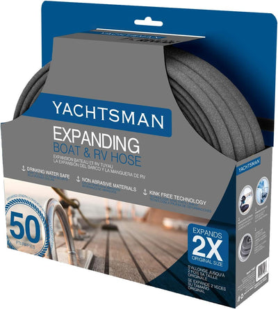 Yachtsman fifty-foot expandable hose in packaging. 