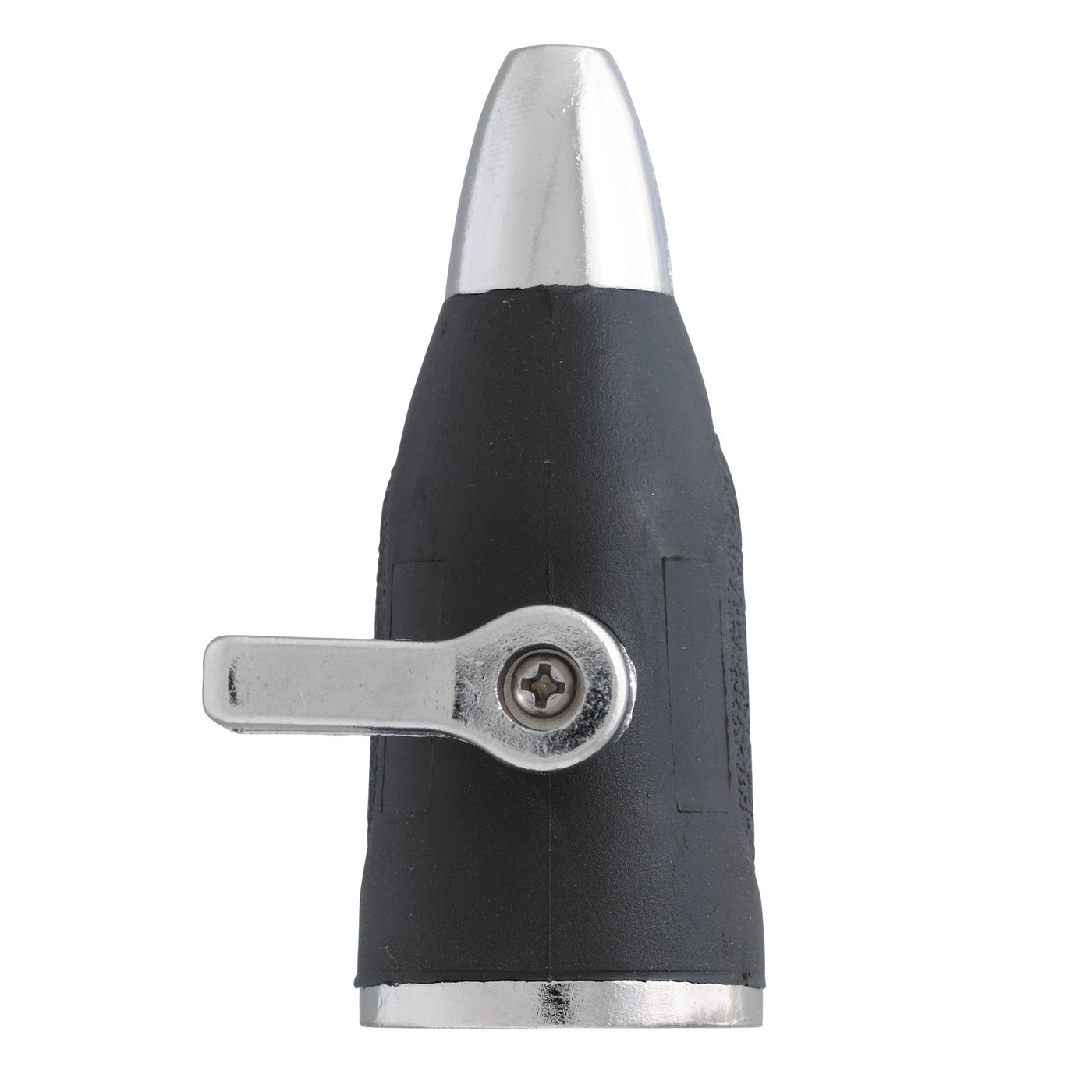 A zinc sweeper nozzle with shut off lever and rubber non-slip grip.