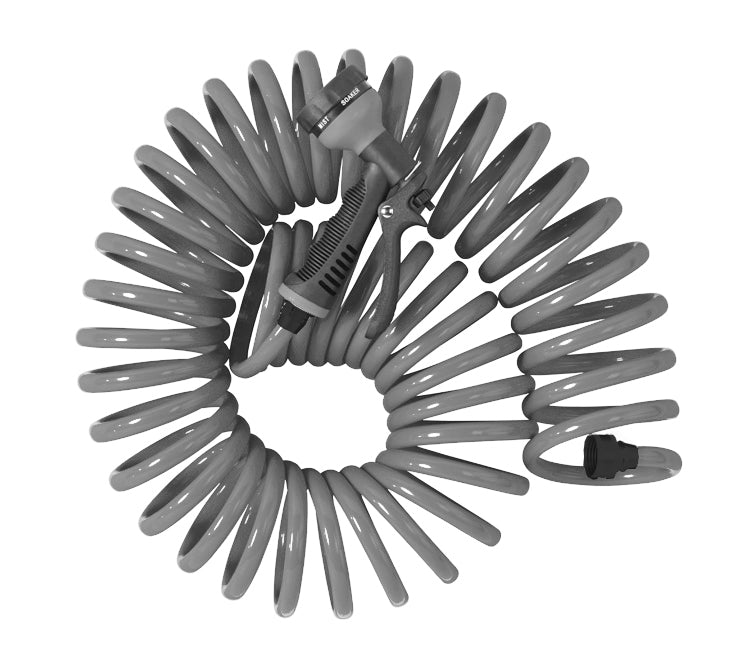 27560 - Gray 50 Foot Coil Hose with ABS threads and 8 Pattern Nozzle