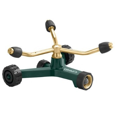 Brass 3-Arm Adjustable Sprinkler with Wheel Base